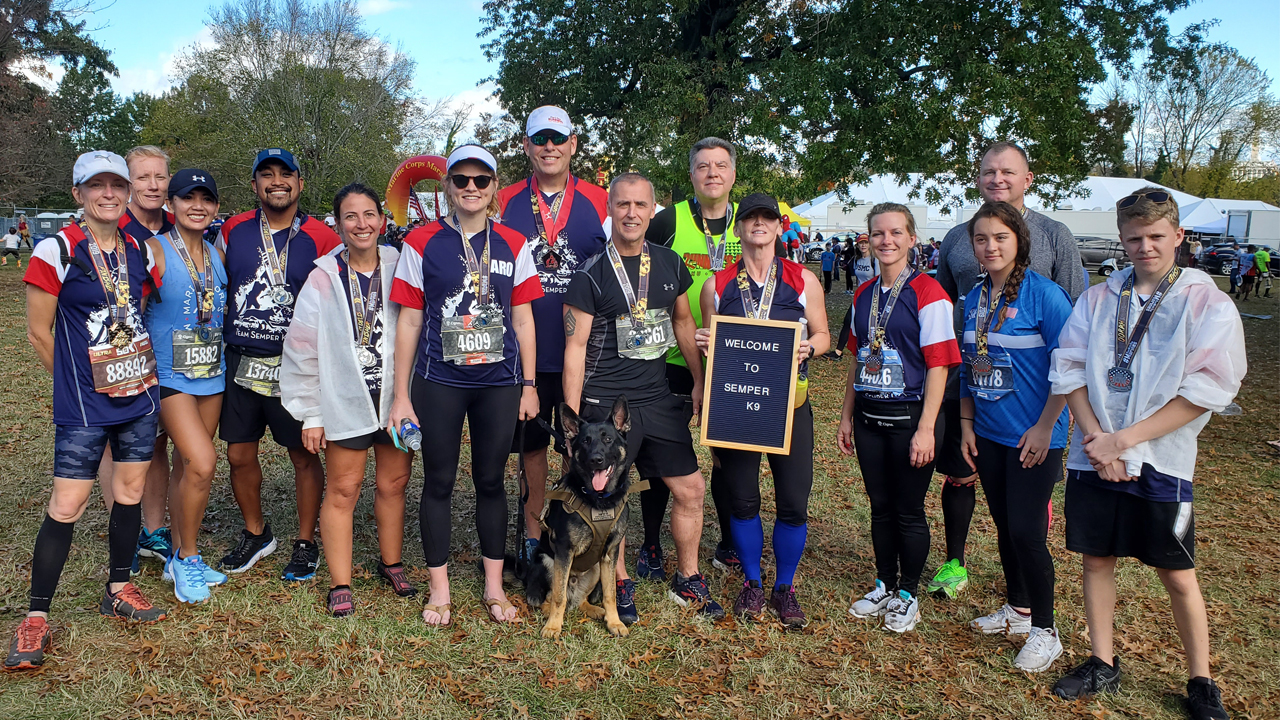 What is involved in running a marathon with a charity partner? Team Semper K9 & the Marine Corps Marathon